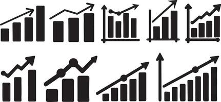 Silhouette Icons of Business Charts and Graphs for Reports and Presentations vector