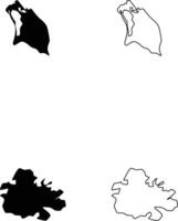 Map of Antigua and Barbuda Silhouette Flat and Outline Design vector