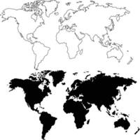 World Map Silhouette Flat and Outline Design vector