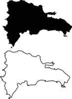 Map of Dominican Republic Silhouette Flat and Outline Design vector
