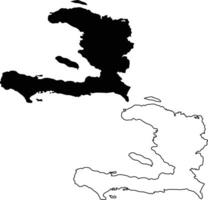 Map of Haiti Silhouette Flat and Outline Design vector