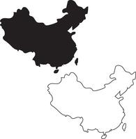 Map of China Silhouette Flat and Outline Design vector