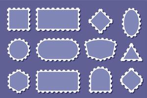 Set of blank postage stamps in various geometric shapes vector