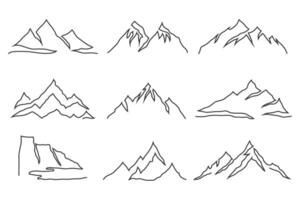 Mountain silhouettes set in minimal line art style vector