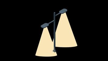Isometric of light lamp pillar animation. Street light. Isometric of a park light. Isometric outdoor lighting. Transparent background with alpha channel video