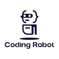 coding programmer robot flat minimalist logo design vector