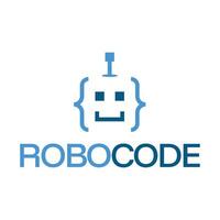 robot code programmer flat minimalist logo design vector