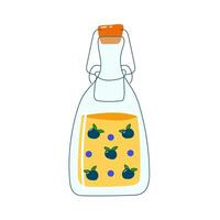 Lemonade bottle. Retro bottle with berries. vector