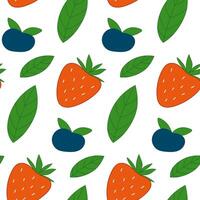 Seamless pattern with strawberry and blueberry. Summer berries. vector