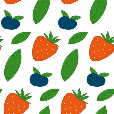Seamless pattern with strawberry and blueberry. Summer berries.
