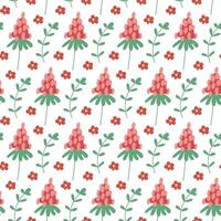 Seamless pattern with wild red flowers. vector