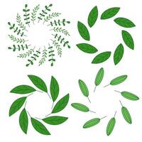Set of green wreaths. Green leaves. vector