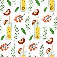 Seamless pattern with lemonade and berries vector