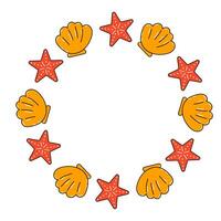 Set of summer elements. Star and seashell. vector