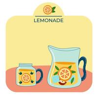 Homemade lemonade glass jar background vector