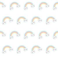 Seamless pattern with cute kawaii rainbow. Clouds and rainbow pattern. vector
