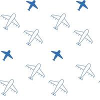 Blue airplane seamless pattern on white background vector