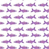 Seamless pattern with purple fish vector