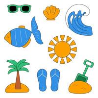 Set of summer elements. Colorful summer items. vector