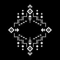 Aztec element, ethnic ornament. Tribal design, geometric symbol for border, frame, tattoo, logo. Navajo motif, isolated on black background. vector