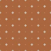 Scandinavian knitted seamless pattern. Norwegian native style sweater, ornament with snowflakes. Fair Isle design. Wool texture. Winter holiday background, beige brown vector