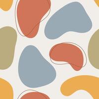 Organic shapes seamless pattern. Hand drawn illustration with abstract forms and lines, multicolored. Background for prints, fabrics, posters, covers, social media posts. vector
