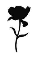 Tulip flower, silhouette in black color. Beautiful simple spring decor. Drawing element for Easter, Mother Day, Canadian Tulip Festival. vector