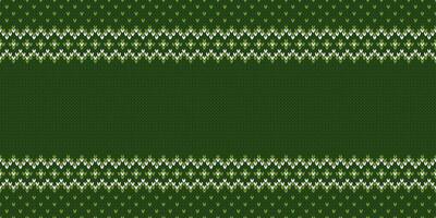 Ugly Christmas Sweater Party. Wide background. Knitwear texture. Template with empty place for text. Traditional seasonal seamless pattern for holiday design. Winter knitted wool green illustration. vector