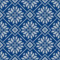 Scandinavian knitted seamless pattern. Norwegian native style sweater with snowflakes. Wool texture. Winter holiday background, illustration. vector