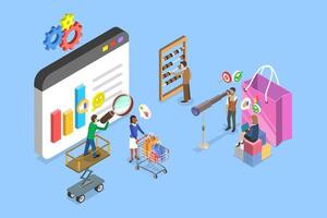 3D Isometric Flat Illustration of Consumer Behavior Studying, Customer Journey Research vector