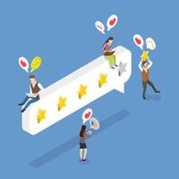 3D Isometric Flat Illustration of Five Stars Rating, Customer Review Evaluation vector
