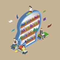 3D Isometric Flat Illustration of Mind Training, Study and Learning vector