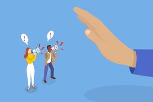 3D Isometric Flat Illustration of Freedom Of Speech, Democratic Thoughts Expression Rights vector