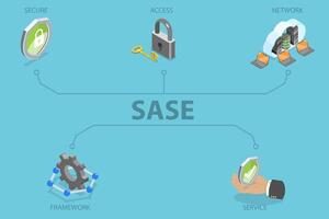 3D Isometric Flat Illustration of SASE, Secure Access Service Edge vector