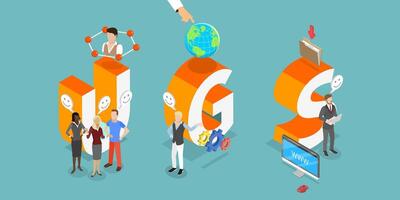 3D Isometric Flat Illustration of UGC, User-generated Content vector
