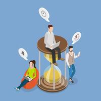 3D Isometric Flat Illustration of Time Management, Deadlines and Timeliness vector