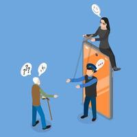 3D Isometric Flat Illustration of Hacker Scam, Phone Phishing vector