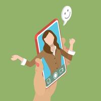 3D Isometric Flat Illustration of Making Selfie Photo, Call App vector