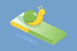 3D Isometric Flat Illustration of Slow Internet, Network Problems vector