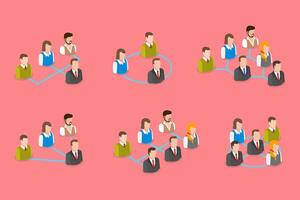 3D Isometric Flat Illustration of Organization Chart , Structure of Company vector