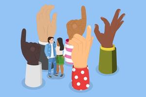 3D Isometric Flat Illustration of Social Diversity, Multi-ethnic Community, Multiculturalism vector