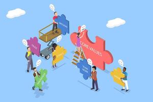 3D Isometric Flat Illustration of Core Values, Basic Social and Business Principles vector
