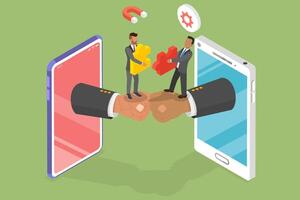 3D Isometric Flat Illustration of Business Collaboration, Development and Negotiation For success vector