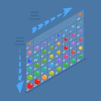 3D Isometric Flat Illustration of Atomic Radius of Elements, Periodic Table of the Chemical Elements vector