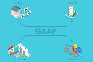 3D Isometric Flat Illustration of GAAP, Generally Accepted Accounting Principles vector
