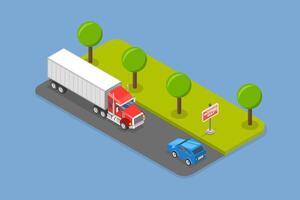 3D Isometric Flat Illustration of Wrong Way Sign, Turn Around Immediately vector