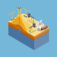3D Isometric Flat Illustration of Oil Extraction, Extracting and Refining Process vector