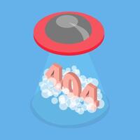 3D Isometric Flat Illustration of 404 Error, Composition with Alien Spaceship vector