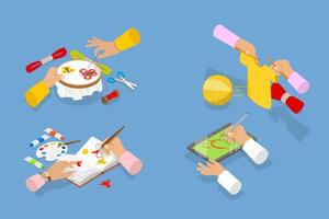 3D Isometric Flat Illustration of Creative Workshop, Art Crafts Class vector