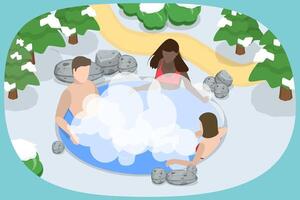 3D Isometric Flat Illustration of Thermal Spa, Relaxing and Recreation vector